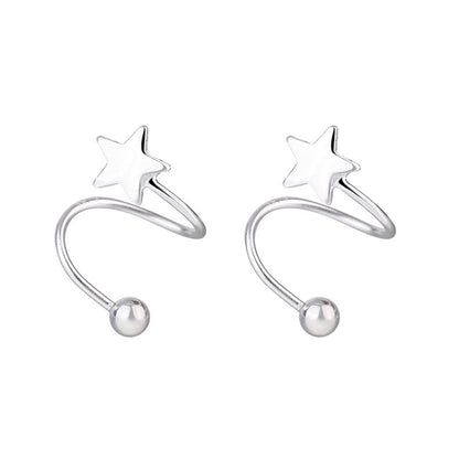 2pcs Stainless Steel Spiral Twisted Lip Ring Tongue Piercing Heart Star Ear Cartilage Helix Piercing Stud Earring Jewelry Gifts