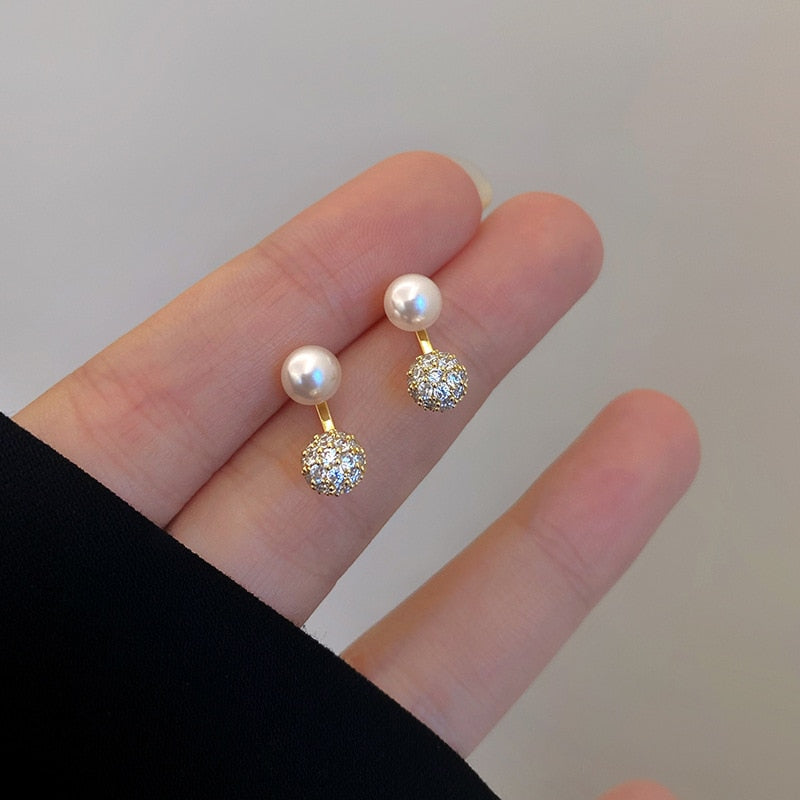 2022 Korean New Simple Temperament Circle Pearl Earrings Fashion Small Versatile Earrings  Jewelry