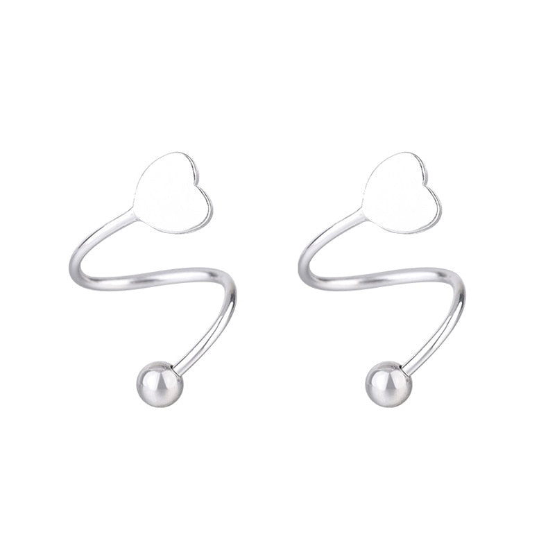 2pcs Stainless Steel Spiral Twisted Lip Ring Tongue Piercing Heart Star Ear Cartilage Helix Piercing Stud Earring Jewelry Gifts